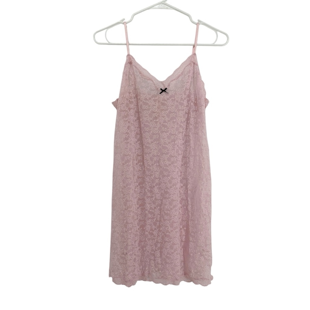 Victoria's Secret Baby Pink Nylon Floral Lace Stretch Nightie